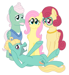 Size: 2001x2193 | Tagged: safe, artist:crazynutbob, character:fluttershy, character:gentle breeze, character:posey shy, character:zephyr breeze, species:pony, chest fluff, family, shys, simple background, the shy family, transparent background