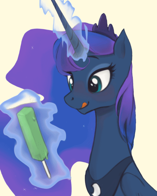 Size: 520x650 | Tagged: safe, artist:ehfa, artist:szafir87, edit, character:princess luna, species:alicorn, species:pony, animated, blushing, cinemagraph, cute, female, food, gif, ice cream, licking, licking lips, lunabetes, mare, smiling, solo, tongue out