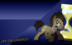 Size: 1920x1200 | Tagged: safe, artist:axlewolf, artist:tygerbug, edit, character:doctor whooves, character:time turner, species:earth pony, species:pony, crossover, doctor who, male, necktie, solo, sonic screwdriver, stallion, the doctor, wallpaper, wallpaper edit