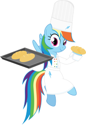 Size: 7997x11546 | Tagged: safe, artist:livehotsun, character:rainbow dash, species:pony, absurd resolution, bread, chef, chef's hat, clothing, female, food, hat, mare, simple background, solo, transparent background, vector