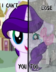Size: 460x589 | Tagged: safe, artist:thepegasisterpony, oc, oc only, species:pony, crying, female, floppy ears, looking at you, mare, open mouth, sad, smiling, solo, split screen, two sided posters, two sides