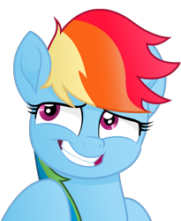 Size: 7132x8700 | Tagged: safe, artist:joemasterpencil, character:rainbow dash, species:pony, my little pony: the movie (2017), absurd resolution, female, grin, looking away, mare, multicolored hair, simple background, smiling, solo, transparent background, vector