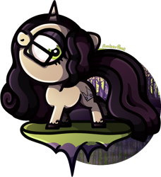 Size: 898x984 | Tagged: safe, artist:amberpone, oc, oc only, oc:miss remains, species:pony, species:unicorn, adult, big eyes, big head, black, cel shading, commission, cute, cutie mark, eyes open, fanart, female, floating island, forest, glasses, graceful, green, green eyes, hooves, horn, lighting, long hair, long mane, long tail, looking at you, makeup, mare, original character do not steal, pose, purple, shading, simple background, smiling, solo, standing, transparent background, unshorn fetlocks, water