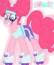 Size: 1024x1229 | Tagged: safe, artist:xxfluffypachirisuxx, character:pinkie pie, species:pony, episode:scare master, g4, my little pony: friendship is magic, female, pinkie puffs, roller skates, simple background, solo, transparent background