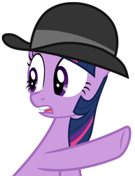 Size: 5553x7200 | Tagged: safe, artist:greenmachine987, character:twilight sparkle, species:pony, episode:mmmystery on the friendship express, g4, my little pony: friendship is magic, absurd resolution, bowler hat, clothing, female, hat, simple background, solo, transparent background