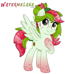Size: 2000x2296 | Tagged: safe, artist:monkfishyadopts, oc, oc only, oc:watermelana, species:pony, freckles, gradient hooves, looking up, movie accurate, ms paint, simple background, smiling, solo, transparent background