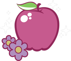 Size: 578x500 | Tagged: safe, artist:anscathmarcach, character:apple spice, g3, apple, cutie mark, cutie mark only, flower, food, glitter, no pony, simple background, sparkles, transparent background