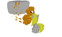Size: 5000x3000 | Tagged: safe, artist:pzkratzer, character:derpy hooves, character:doctor whooves, character:time turner, ship:doctorderpy, chocolate, chocolate bath, ditzy doo, female, food, male, messy, shipping, straight, wet and messy