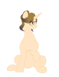 Size: 1600x2100 | Tagged: safe, artist:mah521, oc, oc only, oc:marina seasong, species:pony, species:unicorn, female, glasses, mare, simple background, sitting, solo, white background