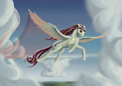 Size: 2122x1500 | Tagged: safe, artist:kirillk, oc, oc only, species:pegasus, species:pony, commission, flying, solo