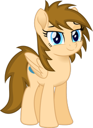 Size: 1104x1514 | Tagged: safe, artist:peahead, oc, oc only, oc:stellar winds, species:pegasus, species:pony, my little pony: the movie (2017), blue eyes, clothing, eyebrows, female, lidded eyes, looking at you, mare, movie accurate, simple background, smiling, solo, transparent background, vector