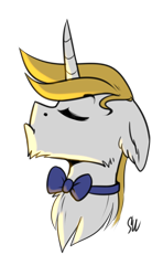 Size: 1358x2295 | Tagged: safe, artist:sugarstar, character:prince blueblood, species:pony, species:unicorn, arrogant, bow tie, bust, chin fluff, eyes closed, head, male, my little pony, simple background, solo, stallion, transparent background