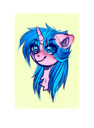 Size: 1282x1735 | Tagged: safe, artist:sugarstar, oc, oc only, species:pony, species:unicorn, blushing, bust, female, gift art, head, horn, mare, simple background, sketch, smiling, solo