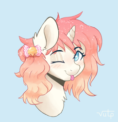 Size: 1681x1730 | Tagged: safe, artist:vulpessentia, oc, oc only, bell, blushing, one eye closed, solo, tongue out