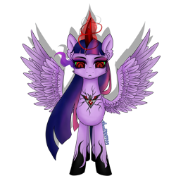 Size: 1024x1024 | Tagged: safe, artist:thanhvy15599, character:twilight sparkle, character:twilight sparkle (alicorn), species:alicorn, species:pony, alicorn amulet, corrupted, corrupted twilight sparkle, dark magic, evil, evil twilight, magic, simple background, sombra eyes, transparent background