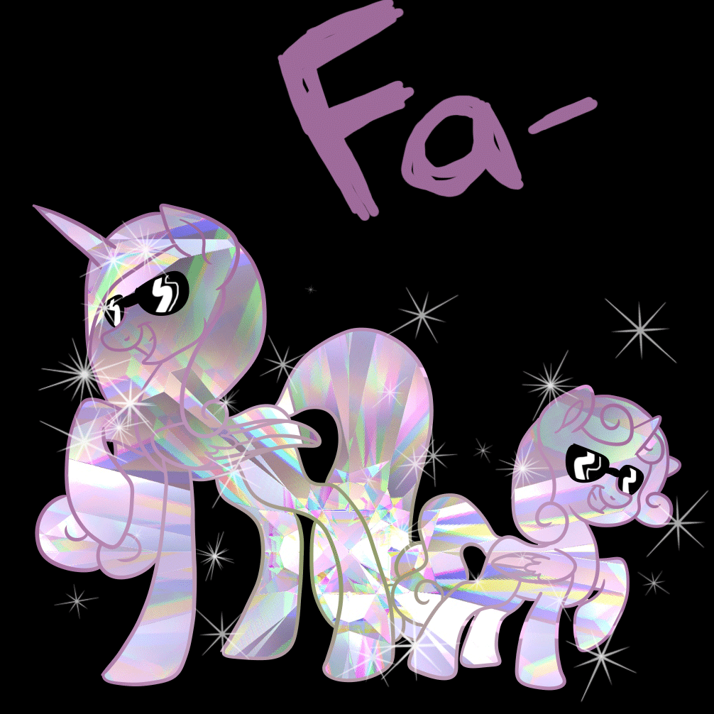 Size: 1006x1006 | Tagged: safe, artist:srsishere, character:princess cadance, character:princess skyla, species:alicorn, species:pony, animated, crystallized, female, sunglasses, swag