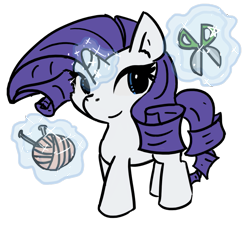 Size: 773x697 | Tagged: safe, artist:brownie-bytes, character:rarity, species:pony, species:unicorn, female, glowing horn, magic, mare, scissors, simple background, solo, telekinesis, transparent background, yarn, yarn ball