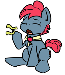 Size: 519x600 | Tagged: safe, artist:brownie-bytes, character:apple split, species:earth pony, species:pony, apple family member, chibi, crying, male, solo, stallion