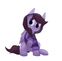Size: 4770x4670 | Tagged: safe, artist:lux, oc, oc only, oc:pillow case, species:pegasus, species:pony, 2018 community collab, derpibooru community collaboration, absurd resolution, c:, clothing, cute, female, hoodie, looking at you, mare, raised hoof, simple background, sitting, smiling, solo, transparent background