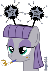 Size: 2574x3767 | Tagged: safe, artist:roger334, character:maud pie, species:earth pony, species:pony, 2018, deely bobbers, female, happy new year 2018, maudabetes, new year, simple background, solo, transparent background