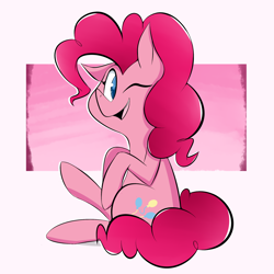 Size: 2000x2000 | Tagged: safe, artist:goldenled, character:pinkie pie, cute, female, floppy ears, one eye closed, solo, wink