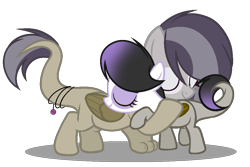 Size: 1034x689 | Tagged: safe, artist:marielle5breda, oc, oc only, oc:music strings, oc:purple note, parent:gilda, parent:octavia melody, parents:giltavia, species:hippogriff, female, hug, interspecies offspring, magical lesbian spawn, offspring, simple background, sisters, transparent background
