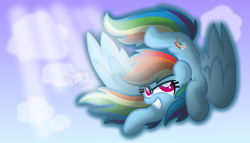 Size: 3792x2176 | Tagged: safe, artist:bubbly-storm, character:rainbow dash, female, flying, solo