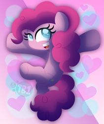 Size: 1863x2209 | Tagged: safe, artist:bubbly-storm, character:pinkie pie, dancing, female, heart, solo