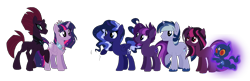Size: 1945x627 | Tagged: safe, artist:thepegasisterpony, character:fizzlepop berrytwist, character:tempest shadow, character:twilight sparkle, character:twilight sparkle (alicorn), oc, parent:tempest shadow, parent:twilight sparkle, parents:tempestlight, species:alicorn, species:pony, ship:tempestlight, my little pony: the movie (2017), family, female, lesbian, magical lesbian spawn, male, offspring, shipping, simple background, transparent background, transparent mane