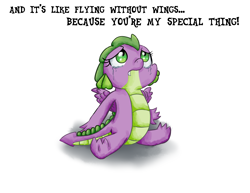 Size: 3300x2550 | Tagged: safe, artist:chiptunebrony, character:barb, character:spike, episode:molt down, g4, my little pony: friendship is magic, spoiler:s08, barbabetes, crossover, crying, cute, dialogue, feathered dragon, flying without wings, looking up, pegasus wings, pokémon, ruben studdard, rule 63, rule63betes, sad, simple background, sitting, solo, song reference, spread wings, westlife, white background, winged barb, winged spike, wings