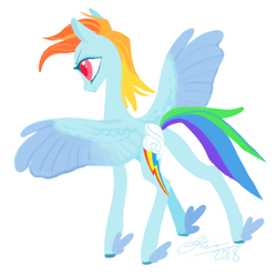 Size: 700x700 | Tagged: safe, artist:creeate97, character:rainbow dash, species:pegasus, species:pony, feathered fetlocks, female, mare, simple background, solo, white background, winged hooves, wings