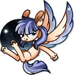 Size: 1357x1384 | Tagged: safe, artist:amberpone, oc, oc only, oc:eun byeol, species:pegasus, species:pony, bangs, blank flank, blue, blue eyes, blue hair, cel shading, choker, cloud, commission, digital art, eyes open, female, flying, freckles, hooves, lighting, looking at you, mare, moon, night, night sky, original character do not steal, paint tool sai, shading, simple background, sky, stars, teenager, transparent background, wings