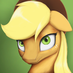 Size: 670x670 | Tagged: safe, artist:hitbass, character:applejack, species:pony, bust, female, floppy ears, portrait, solo