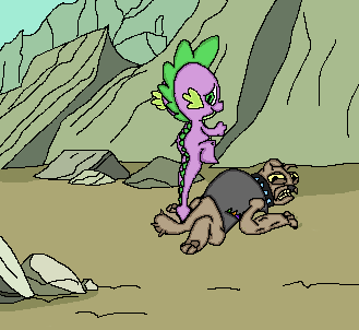 Size: 329x302 | Tagged: safe, artist:creepycurse, character:spike, species:diamond dog, species:dragon, episode:a dog and pony show, g4, my little pony: friendship is magic, animated, daily dose, gif, male, meme, parody, piccolo dick, spot