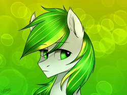Size: 1600x1200 | Tagged: safe, artist:chickenbrony, oc, oc only, oc:white night, bust, green eyes, male, multicolored hair, portrait, solo
