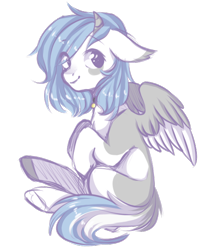 Size: 472x581 | Tagged: safe, artist:shiromidorii, oc, oc:rin, species:pegasus, species:pony, female, horns, mare, simple background, solo, transparent background