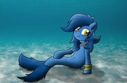 Size: 4000x2641 | Tagged: safe, artist:pzkratzer, oc, species:sea pony, cute, merpony, sitting, underwater