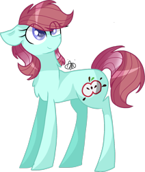 Size: 1163x1373 | Tagged: safe, artist:thepegasisterpony, oc, oc only, oc:anabelle apple, parent:big macintosh, parent:rarity, parents:rarimac, species:earth pony, species:pony, chest fluff, colored pupils, female, mare, offspring, simple background, solo, transparent background