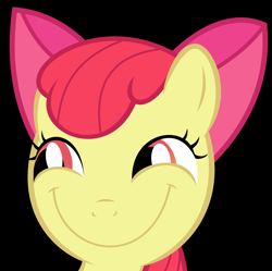 Size: 2510x2497 | Tagged: safe, artist:keronianniroro, character:apple bloom, episode:just for sidekicks, g4, my little pony: friendship is magic, face of evil, faec, female, smiling, solo, vector, wat, wide smile