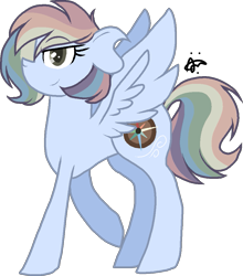 Size: 901x1024 | Tagged: safe, artist:thepegasisterpony, oc, oc:north star, parent:daring do, parent:rainbow dash, parents:daringdash, magical lesbian spawn, not rainbow dash, offspring, rainbow hair, simple background, solo, transparent background