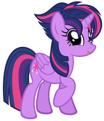 Size: 576x669 | Tagged: safe, artist:comfydove, character:twilight sparkle, character:twilight sparkle (alicorn), species:alicorn, species:pony, alternate hairstyle, blep, cute, female, looking at you, mare, punklight sparkle, raised hoof, simple background, smiling, solo, standing, tongue out, transparent background, twiabetes