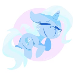 Size: 1000x1000 | Tagged: safe, artist:sharmie, character:trixie, species:pony, species:unicorn, female, mare, sleeping, smiling, solo