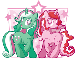 Size: 600x467 | Tagged: safe, artist:xkappax, character:fizzy, character:galaxy (g1), species:pony, species:twinkle eyed pony, species:unicorn, g1, female, g1 to g4, generation leap, mare, simple background, transparent background