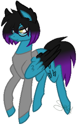 Size: 221x355 | Tagged: safe, artist:leanne264, oc, oc:despy, species:pegasus, species:pony, clothing, female, glasses, mare, shirt, simple background, solo, transparent background, two toned wings