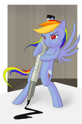 Size: 4000x6000 | Tagged: safe, artist:madgehog, character:rainbow dash, species:pegasus, species:pony, colored, copic, cute, dashabetes, drawing, female, looking at you, mare, micro, smiling, smirk, spread wings, teeth, wingboner, wings