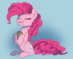 Size: 1280x1024 | Tagged: safe, artist:veesocks, character:pinkie pie, species:earth pony, species:pony, 30 minute art challenge, burrito, cute, diapinkes, eating, eyes closed, female, food, mare, sitting, solo