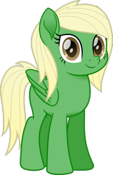 Size: 800x1242 | Tagged: safe, artist:peahead, oc, oc only, species:pegasus, species:pony, my little pony: the movie (2017), blonde, brown eyes, female, looking at you, mare, movie accurate, simple background, smiling, solo, transparent background, vector