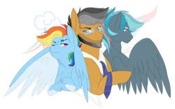 Size: 1024x640 | Tagged: safe, artist:curiouskeys, character:quibble pants, character:rainbow dash, oc, oc:jibber jabber, parent:quibble pants, parent:rainbow dash, parents:quibbledash, ship:quibbledash, female, male, offspring, shipping, simple background, straight, transparent background