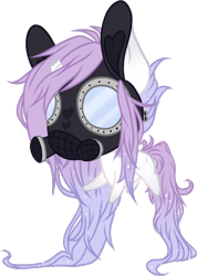 Size: 490x689 | Tagged: safe, artist:sweethearttarot, base used, oc, oc only, species:pony, species:unicorn, broken horn, commission, donkey ears, gas mask, male, mask, simple background, solo, transparent background