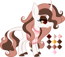 Size: 952x839 | Tagged: safe, artist:sweethearttarot, oc, oc only, beauty mark, clothing, cloven hooves, color palette, commission, curved horn, leonine tail, reference sheet, simple background, solo, sweater, transparent background